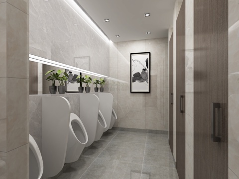  公厕男卫生间3d模型 