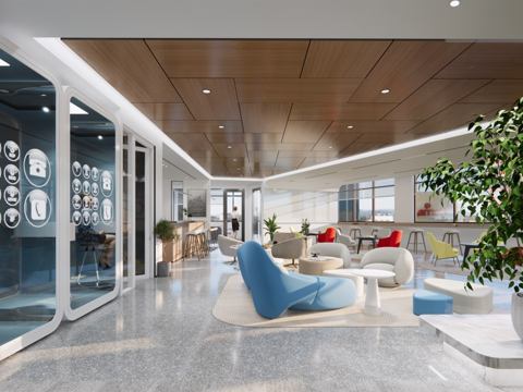  休息区 休闲区 接待 洽谈区 现代办公区 开场办公区su模型 