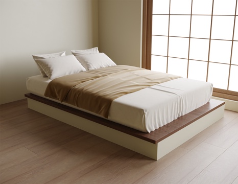 现代单人床 榻榻米床 儿童床su模型