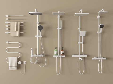 现代花洒 淋浴花洒 卫浴花洒 恒温花洒  卫浴小件su模型