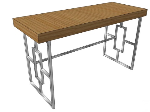 实木书桌 实木桌子 桌子 现代桌子 现代实木桌子 书桌su模型