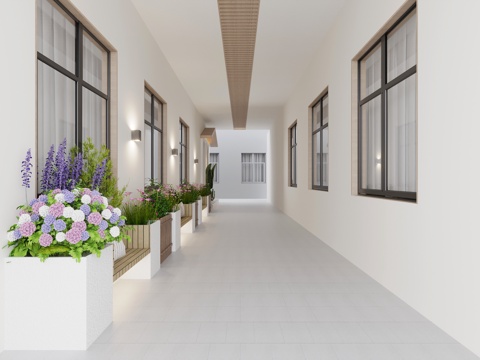 现代 庭院景观 绿植 休闲椅 花坛 庭院灯 壁灯su模型