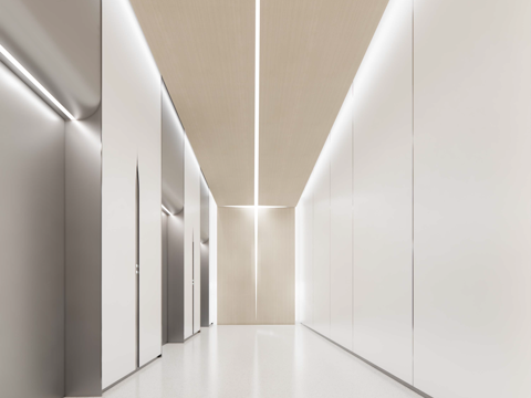  极简电梯厅 现代电梯厅  科技感电梯厅su模型 