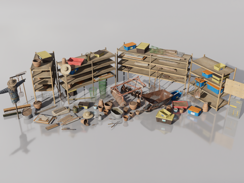  花园园艺工具3d模型 