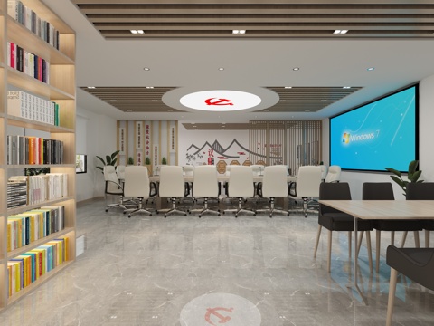  原木风党建室3d模型 