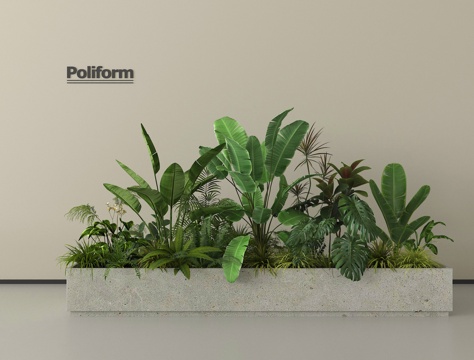 绿植花箱  植物组合  盆栽 景观小品 植物堆 花池花坛su模型