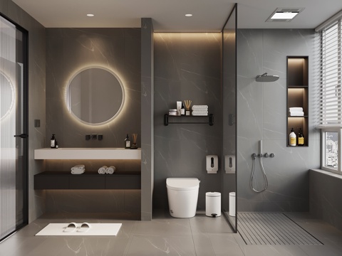  现代意式卫生间3d模型 