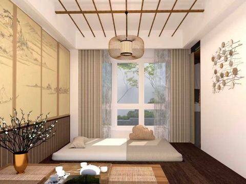 日式榻榻米卧室su模型