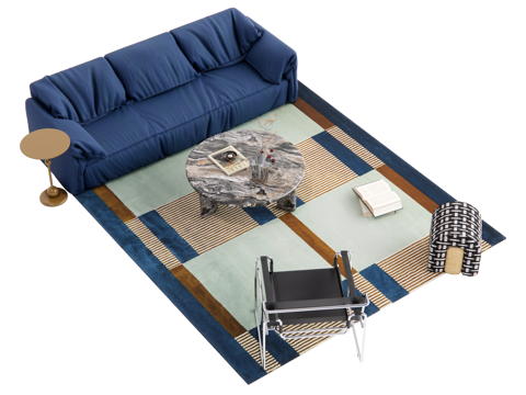 现代沙发茶几组合 包豪斯沙发茶几组合su模型