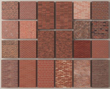 现代砖墙  建筑材料 红砖墙面背景墙 红砖墙 墙砖su模型