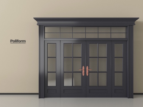 现代庭院门  入户防盗门 大门su模型