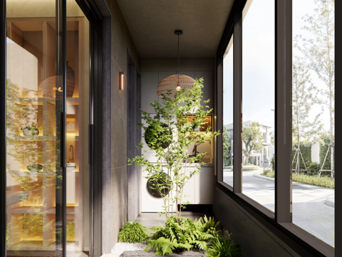  露台阳台 休闲阳台 阳台景观su模型 