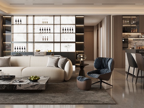  现代意式客餐厅 轻奢意式客餐厅 高级灰客餐厅 海派风客餐厅3d模型 