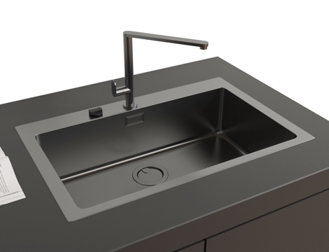 现代水槽 不锈钢水槽 水龙头su模型