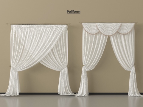 现代窗帘  纱帘 褶帘su模型