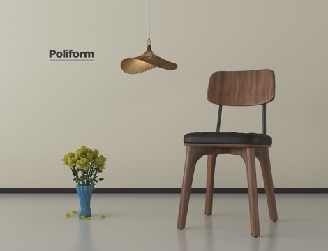 中古风餐椅 木餐椅  单椅 休闲椅 吊灯 摆件su模型