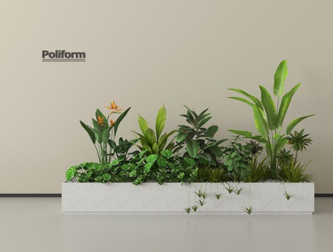 绿植花箱  植物组合  盆栽 景观小品 植物堆 花池花坛su模型