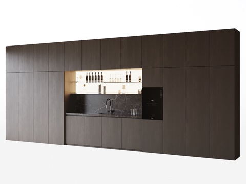 现代酒柜 餐边柜su模型