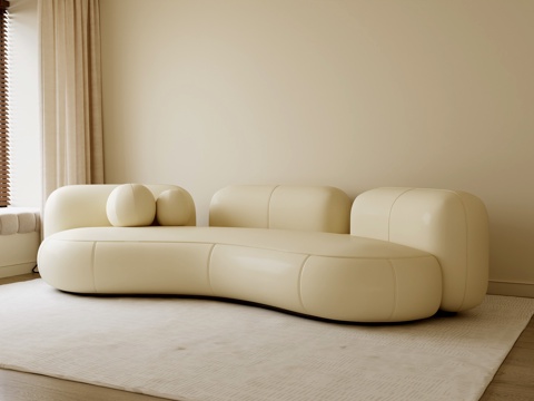 现代奶油风沙发 多人沙发su模型