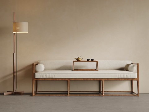  新中式罗汉床su模型 