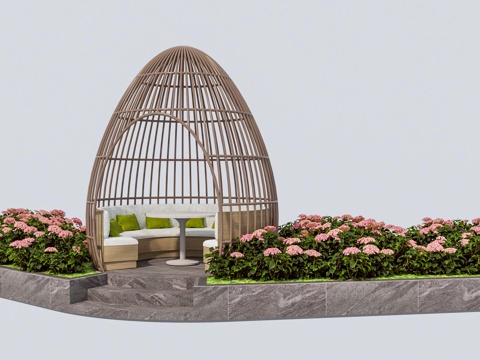  园林景观休息亭 鸟笼亭子 庭院花园 庭园景观3d模型 