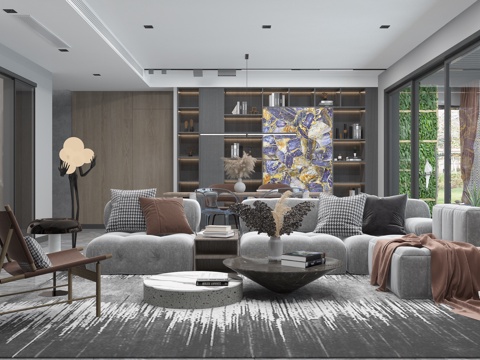  现代客厅3d模型 