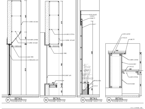 日料店绿植墙大样图cad施工图