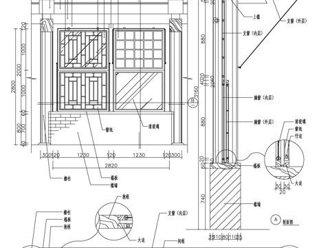 中式窗户大样cad施工图