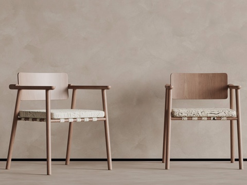 现代中古风休闲椅 餐椅su模型