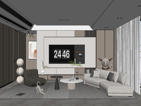 现代风格 家居餐厅 大平层餐厅 组合餐桌椅su模型