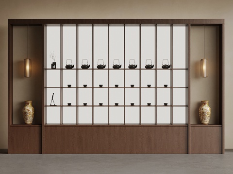 新中式茶叶柜su模型