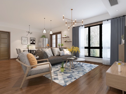  北欧客餐厅3d模型3d模型 