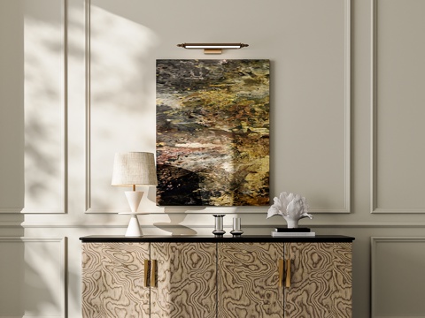 现代法式复古玄关柜 边柜  饰品摆件su模型