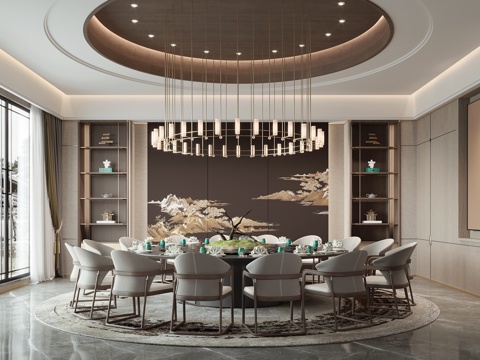 新中式包房包厢su模型