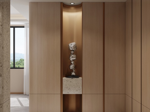 现代入门玄关 雕塑摆件 玄关造型 玄关过道su模型