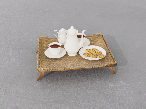  茶点摆件su模型 