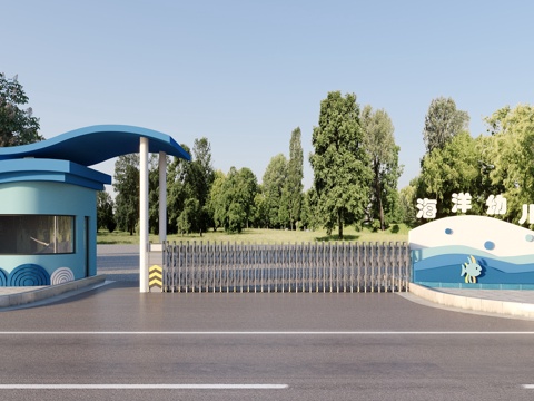 现代幼儿园大门入口su模型