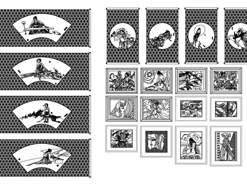 中式挂画cad施工图