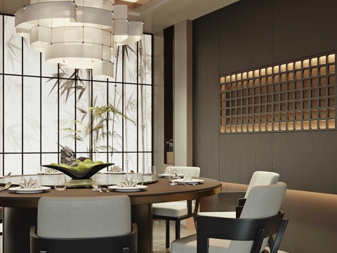 新中式包房su模型