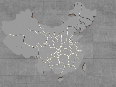 中国地图背景墙su模型