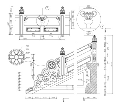 中式护栏cad施工图