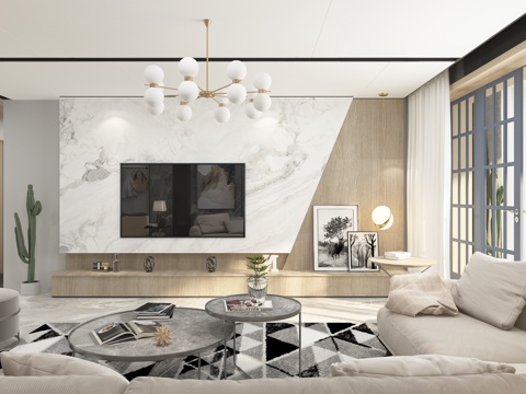  现代客厅3d模型 