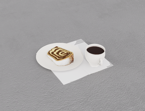  咖啡茶点su模型 