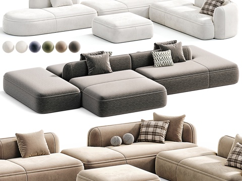  现代意式布艺组合沙发3d模型 