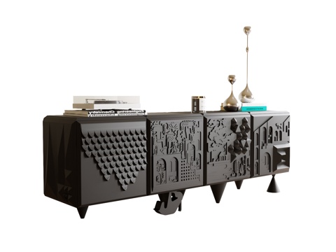 现代电视柜 装饰柜 饰品摆件su模型