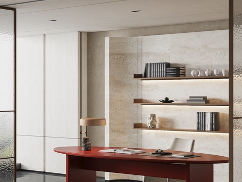 现代大平层书房su模型