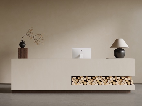 侘寂风吧台 中古风接待台su模型