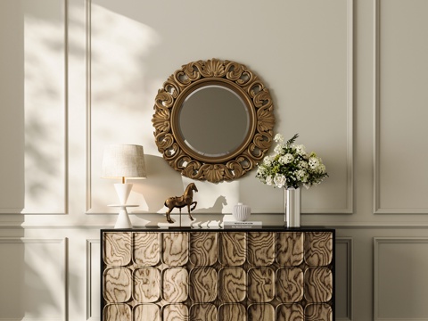 法式复古边柜 玄关柜su模型