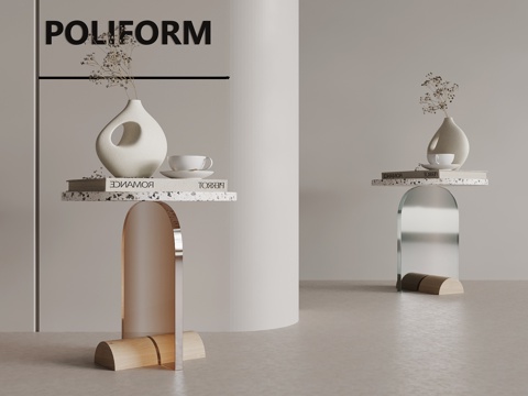 现代玻璃边几 圆几su模型