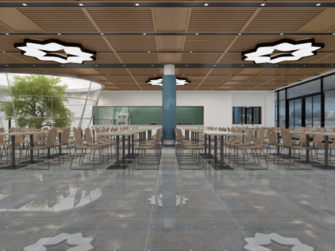  现代食堂3d模型 